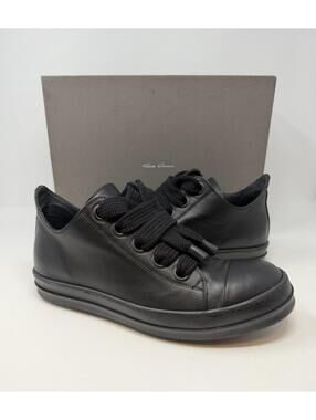 Rick Owens Jumbo Laced Low-Top Sneaker Black Leather
